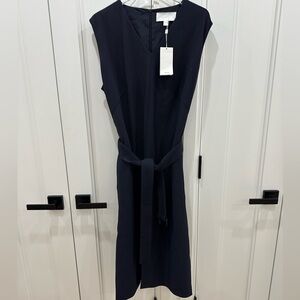 Brand new with tags Boss navy Ribbed V-Neck midi Dress